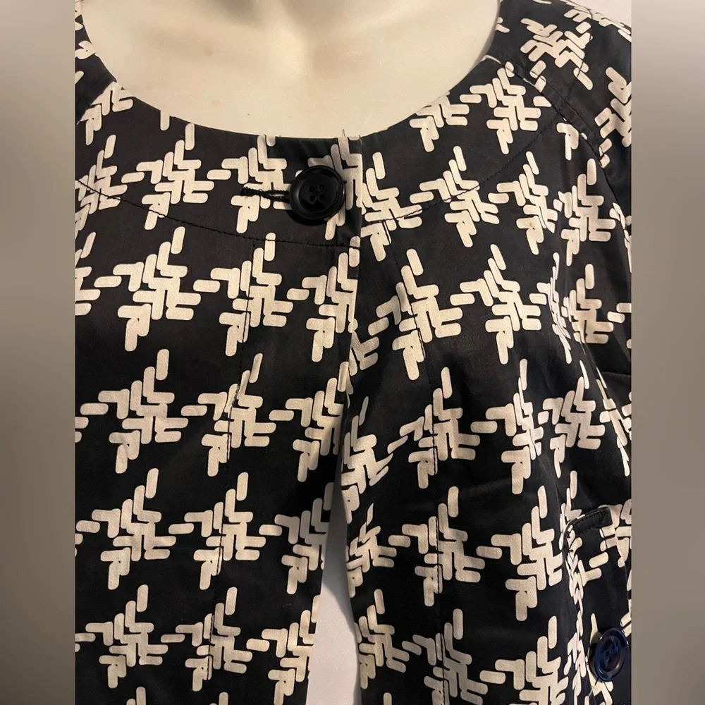 Metrostyle women’s vintage cotton blend black/white houndstooth jacket Size 4 - Picture 4 of 7